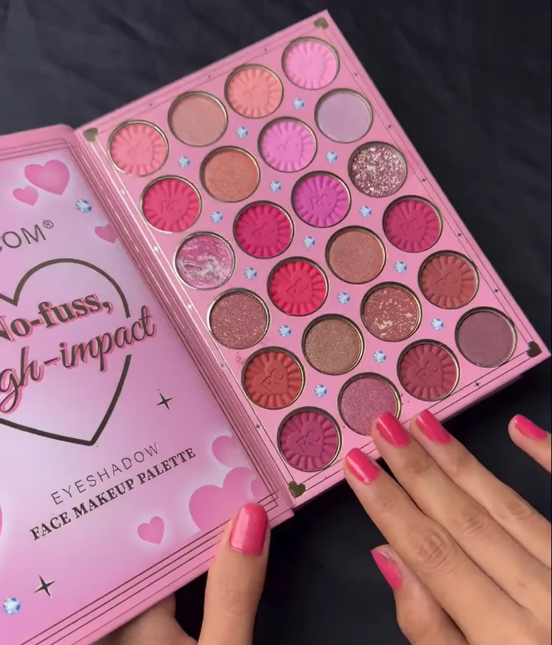 All-in-One Pink Makeup Book Palette – Eyeshadow, Blush &amp; Lip Color Set